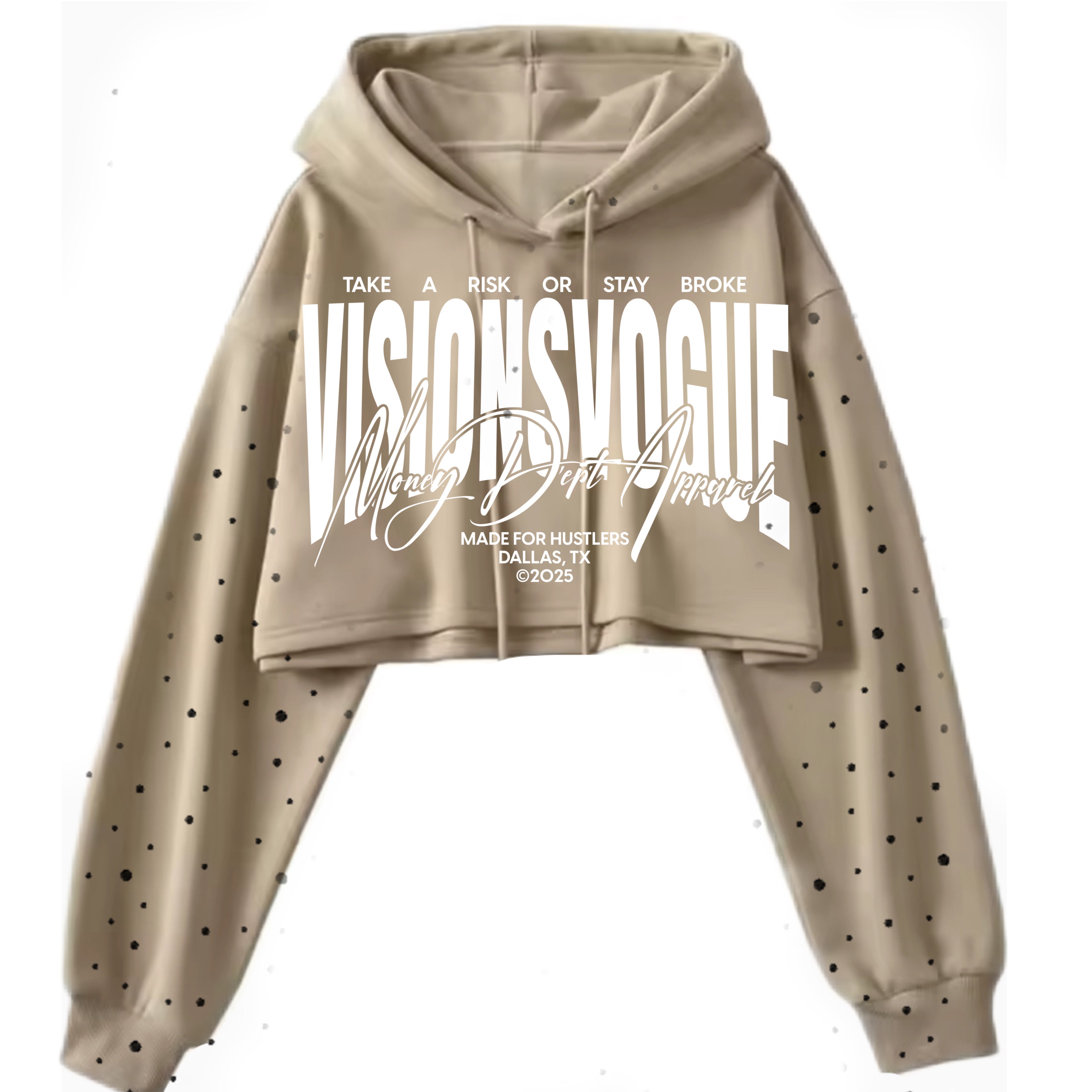 Risk Mode: Crop Top Hoodie With Rhinestone