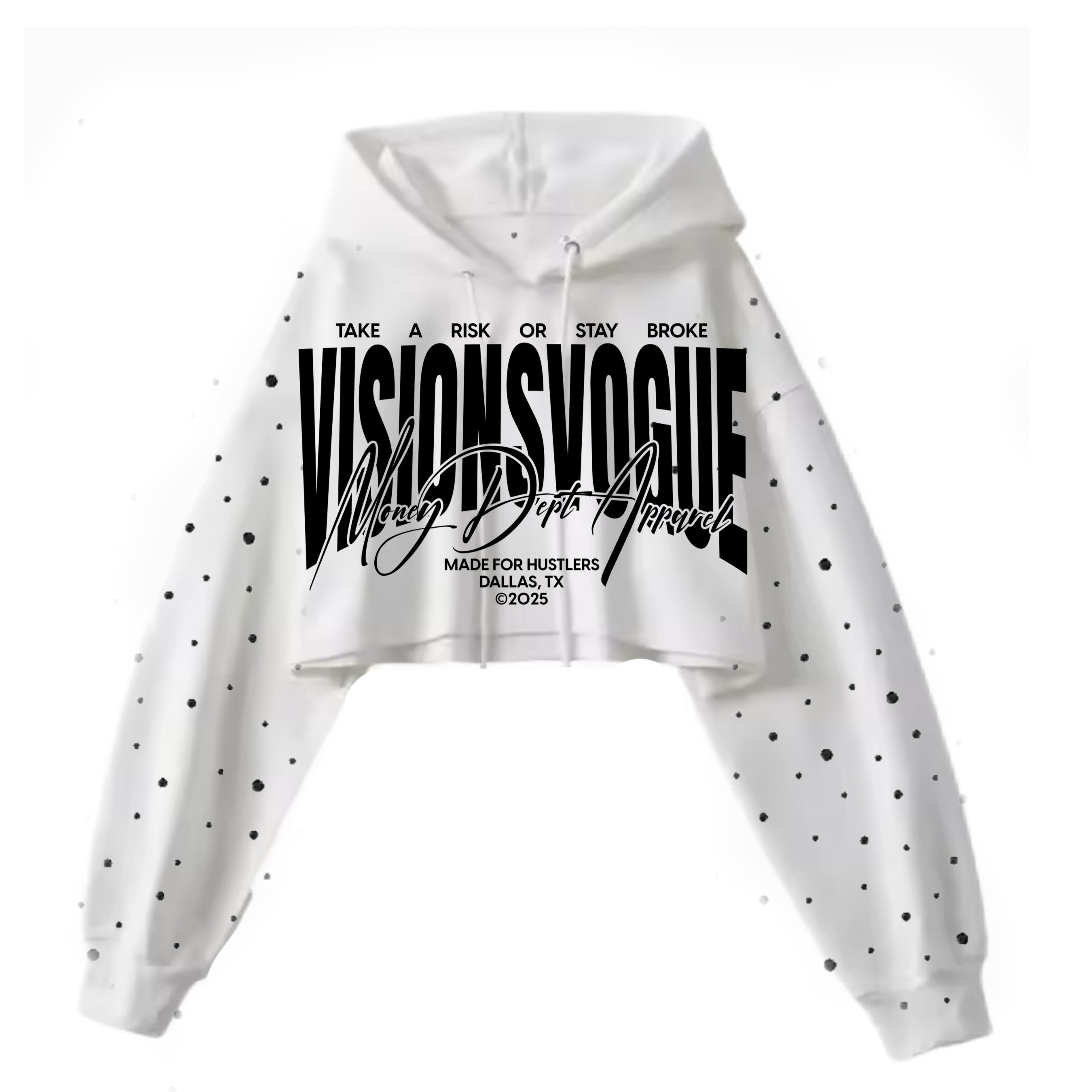 Risk Mode: Crop Top Hoodie With Rhinestone